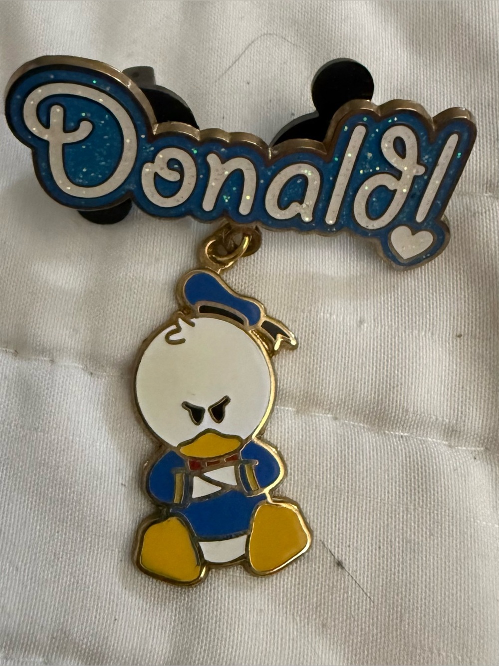 Disney Blue and Yellow Donald Duck Dangling Enamel Pin